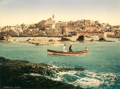 Porto de Jaffa com a cidade no fundo, c.1880-1900 (photochrom) de Swiss Photographer