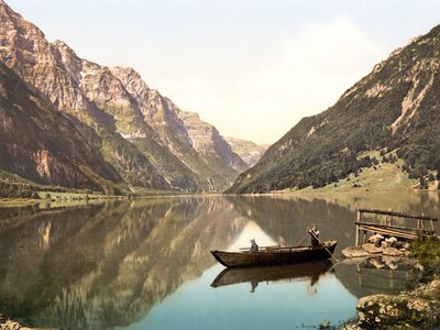 Klöntalersee, Glarus, Suíça, pub. c.1900 de Swiss Photographer