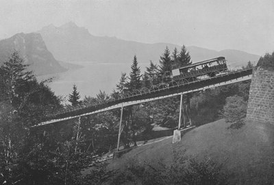 Linha Righi, ponte Schnurtobel (foto a p/b) de Swiss Photographer