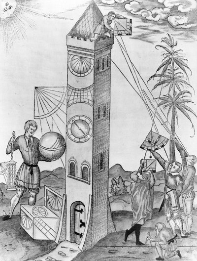 Uma ilustração de Sebastian Munsters Rudimenta Mathematica, 1551 de Swiss School