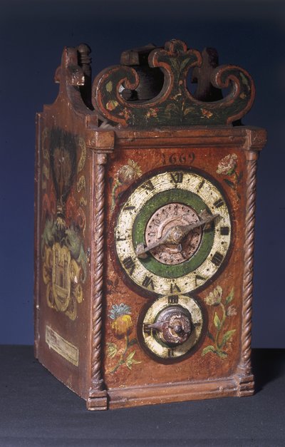 Despertador doméstico, 1669 (madeira) (ver também 8029) de Swiss School