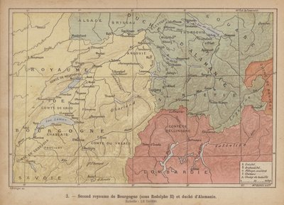 Ducados de Borgonha e Alamannia, início do século X (gravura a cores) de Swiss School