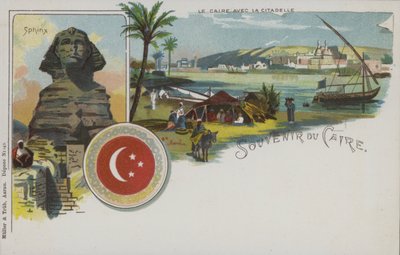 Cenas egípcias: Cairo e sua cidadela, e a esfinge (cromolitho) de Swiss School