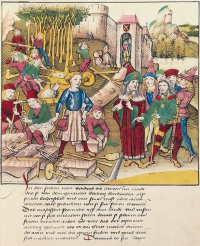 Fundação da cidade de Berna em 1191 miniatura de Spiezer Bilderchronik, Suíça de Swiss School