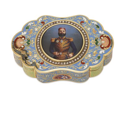 Caixa de ouro com retrato esmaltado do vice-rei Abbas I do Egito, c.1820 (ouro, esmalte e diamantes) de Swiss School