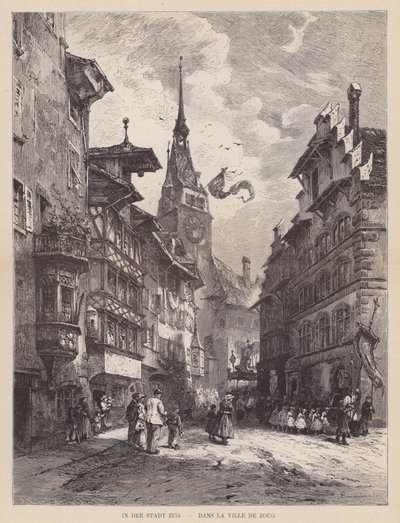 Na cidade de Zug, Dans la Ville de Zoug (gravura) de Swiss School