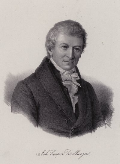 Johann Caspar Zellweger, empresário têxtil e filantropo suíço (gravura) de Swiss School