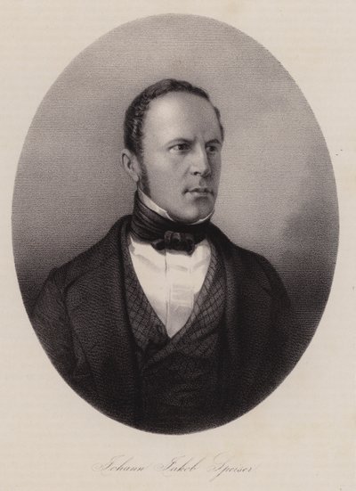 Johann Jakob Speiser, comerciante têxtil suíço, banqueiro e político (gravura) de Swiss School