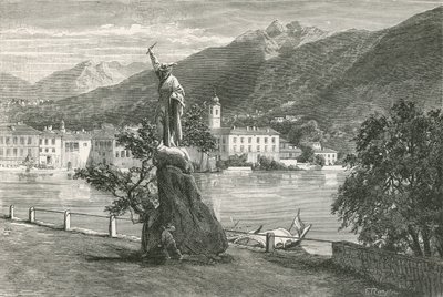 Lugano, com a estátua de Tell por Vela de Swiss School