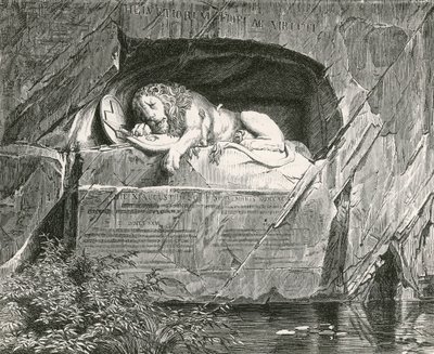 Monumento em Lucerna aos guardas suíços que caíram enquanto defendiam a Família Real da França, 10 de agosto de 1792 de Swiss School