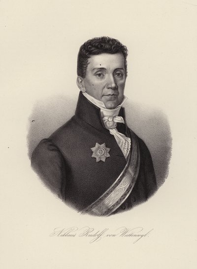 Niklaus Rudolf von Wattenwyl, general suíço e o último prefeito da Restauração na cidade de Berna (gravura) de Swiss School