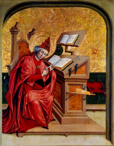 Retrato de Santo Gregoire o Grande ou o Grande (540-604) Papa de 590 a 604 Pintura da Escola Suíça do século XV Dijon, Museu de Belas Artes de Swiss School