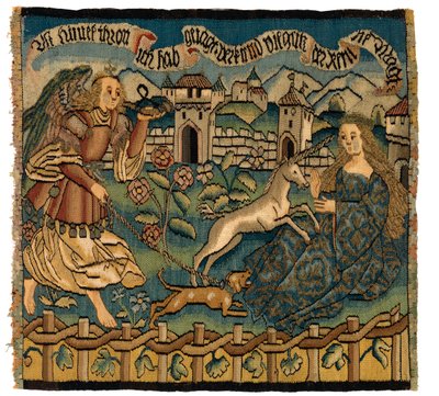 Painel de tapeçaria representando a Caçada do Unicórnio de Swiss School