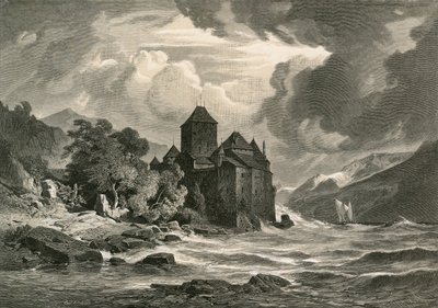 O Castelo de Chillon, Lago de Genebra de Swiss School