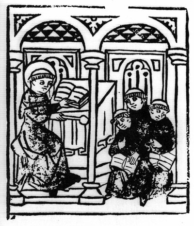A lenda de Saint Brendan (Brandan), heróis e santo irlandês do século VI. O santo faz a história das maravilhas do mar aos seus confrades do mosteiro. Gravação de "Die Wunderbare Meerfahrt des Hl. Brandan." Bale de Swiss School