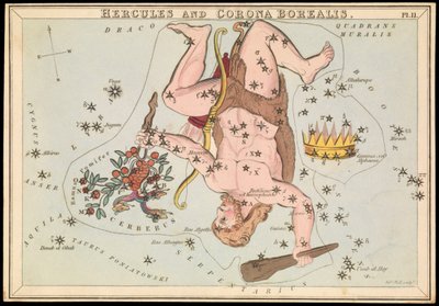 Hercules e Corona Borealis, c.1825 (cartão, papel, tecido) de Sydney Hall
