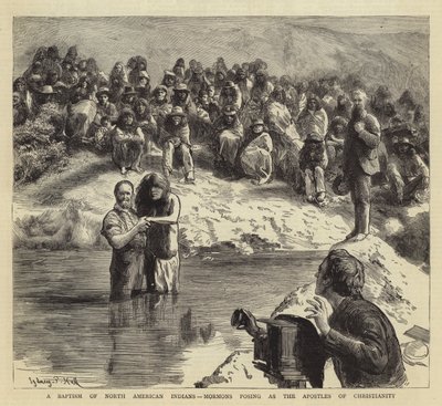 Um batismo de índios norte-americanos, mórmons posando como os apóstolos do cristianismo de Sydney Prior Hall