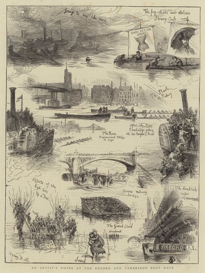Notas de um artista na corrida de barcos de Oxford e Cambridge de Sydney Prior Hall