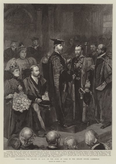 Conferindo o Grau de LLD no Duque de York na Casa do Senado, Cambridge de Sydney Prior Hall