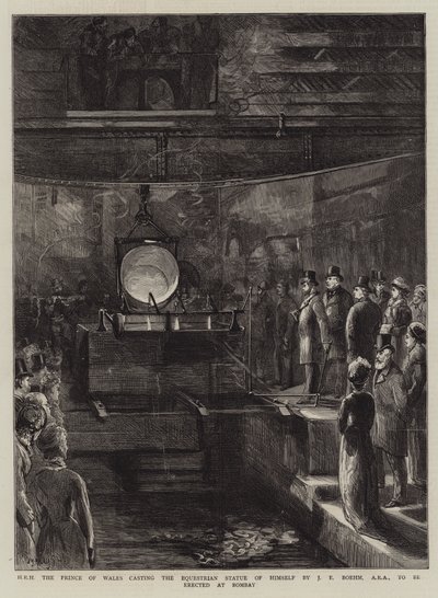 Sua Alteza Real o Príncipe de Gales, fundando a Estátua Equestre de si mesmo por JE Boehm, ARA a ser erguido em Bombaim de Sydney Prior Hall