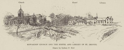 Igreja Hawarden e o Albergue e Biblioteca de St Deiniol de Sydney Prior Hall