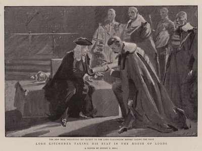 Lord Kitchener tomando seu lugar na Câmara dos Lordes de Sydney Prior Hall