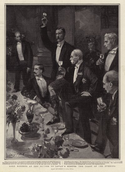Lord Roberts no jantar para os escuteiros de Lovat, o brinde da noite de Sydney Prior Hall
