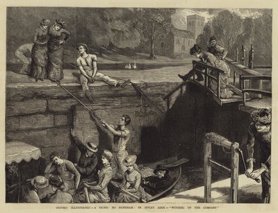 Oxford Illustrated, um piquenique para Nuneham, em Iffley Lock, encerrando a empresa de Sydney Prior Hall