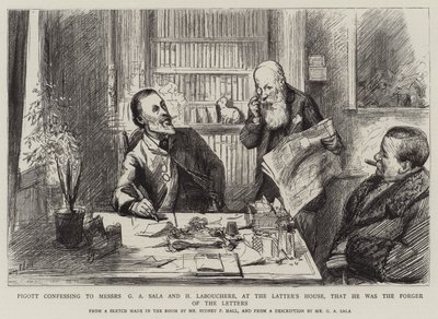 Pigott confessando a Messers GA Sala e H Labouchere, na Casa dos Últimos Dias, que ele era o falsificador das letras de Sydney Prior Hall