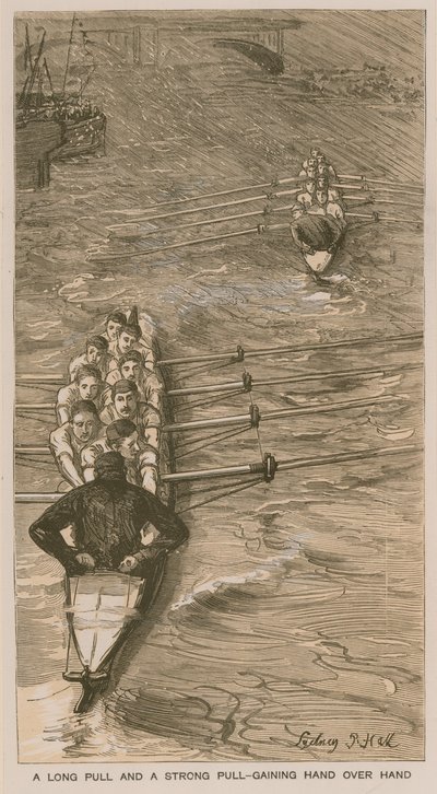 Reminiscências de uma Corrida de Barcos de Oxford e Cambridge: Um puxão longo e um puxão forte - ganhando mão sobre a mão de Sydney Prior Hall
