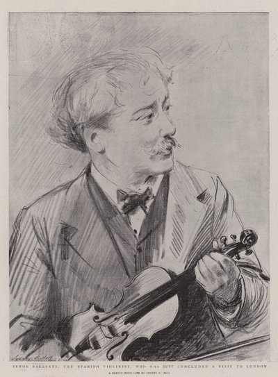 Senor Sarasate, o violinista espanhol, que acaba de concluir uma visita a Londres de Sydney Prior Hall