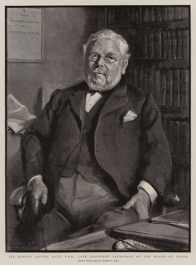 Sir Robert Giffen, KCB, FRS, secretário assistente adjunto da Junta Comercial de Sydney Prior Hall