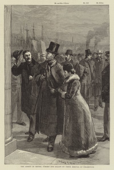 A prisão de Messers O&39;Brien e Dillon em sua chegada a Folkestone de Sydney Prior Hall