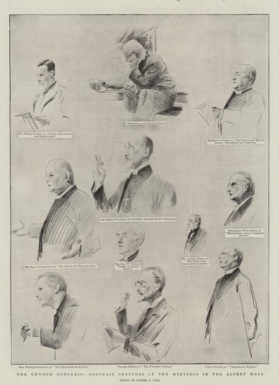 The Church Congress, Portrait Sketches nas Reuniões no Albert Hall de Sydney Prior Hall