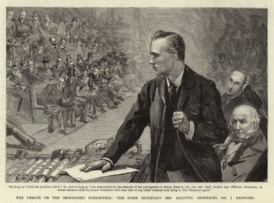 O debate sobre os dinamizadores presos, o Secretário do Interior (Sr. Asquith), respondendo ao Sr. J Redmond de Sydney Prior Hall