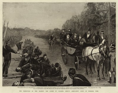 A Inspeção por Sua Majestade a Rainha do Corpo de Ambulância do Coronel Seely em Windsor Park de Sydney Prior Hall
