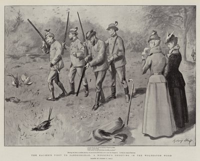 A visita do Kaiser a Sandringham, um tiroteio da manhã na floresta de Wolferton de Sydney Prior Hall