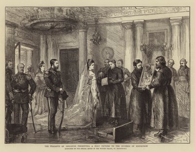 Os camponeses de Smolensk apresentando uma imagem sagrada para a duquesa de Edimburgo de Sydney Prior Hall