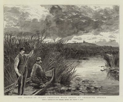 O Príncipe de Gales atirando Cisnes Selvagens em Ekolsund, Suécia de Sydney Prior Hall