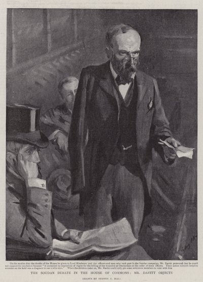 O debate do Sudão na Câmara dos Comuns, o Sr. Davitt faz objeções de Sydney Prior Hall