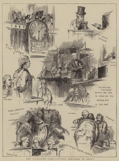 O caso Tichborne, mais esboços no tribunal de Sydney Prior Hall