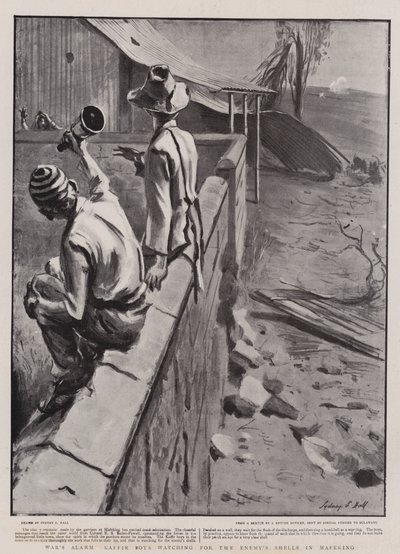 Alarme de Guerra, Kaffir Boys assistindo para as bombas do Inimigo em Mafeking de Sydney Prior Hall