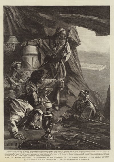 Com a Comissão Afegã, habitantes das cavernas nas fortalezas do país de Hazara, no distrito de Punjab de Sydney Prior Hall