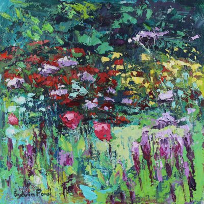 Papoilas no jardim, 2021 (óleo sobre tela) de Sylvia Paul