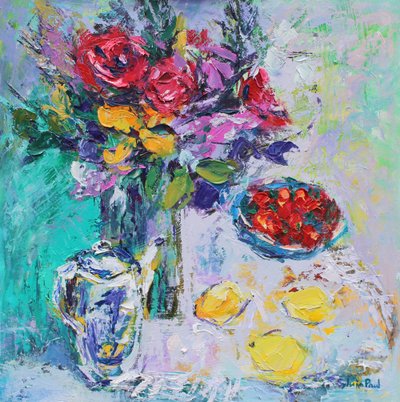 Morangos com flores de Sylvia Paul