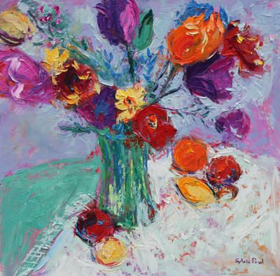 Tulipas e frutas de Sylvia Paul