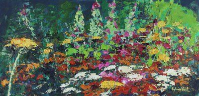 Canteiro de flores Zingy, 2021 (óleo sobre tela) de Sylvia Paul