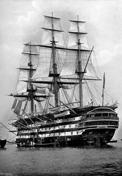 O navio de treinamento HMS St Vincent em Portsmouth, Hampshire, 1896 de Symonds and Co