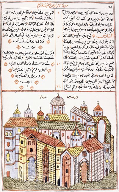 Convento de St Saba, de um manuscrito cristão sírio, 1855 de Syrian School