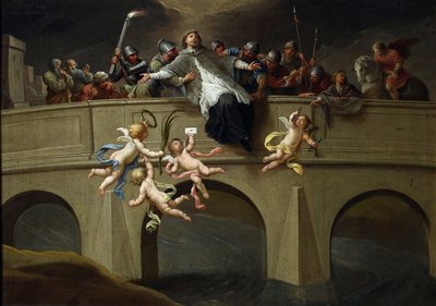 Le martyre de Jean Nepomucene (1345-1393) - Martyrdom de Saint John Nepomuk par Czechowicz, Szymon (1689-1775). Óleo sobre tela, tamanho : 61x86,5, c. 1750, Muzeum Narodowe, Varsóvia de Szymon Czechowicz